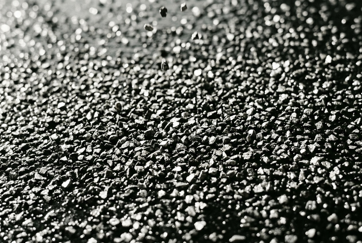 Coarse brown aluminium oxide grit at close range